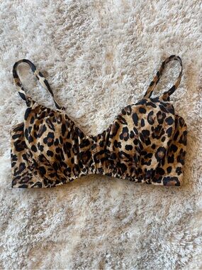 Shade & Shore bikini top 36DD Leopard Print - Brown Black